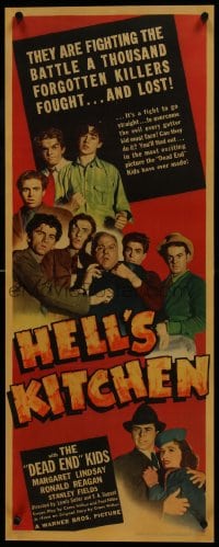 6c212 HELL'S KITCHEN insert 1939 Ronald Reagan, Margaret Lindsay & The Dead End Kids, very rare!