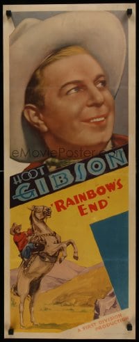 6c126 RAINBOW'S END insert 1935 close portrait of cowboy Hoot Gibson & on rearing horse, rare!