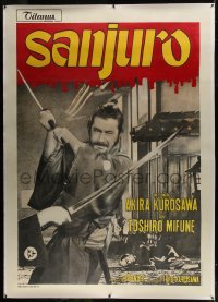 6c078 SANJURO linen Italian 2p 1968 Akira Kurosawa, samurai Toshiro Mifune fighting, different!