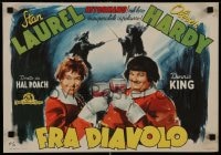 6c339 DEVIL'S BROTHER Italian 14x19 pbusta R1948 Hal Roach, different Nano art of Laurel & Hardy!