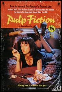 6c252 PULP FICTION advance 19.5x28.5 special poster 1994 Uma Thurman with Lucky Strikes, ultra-rare!