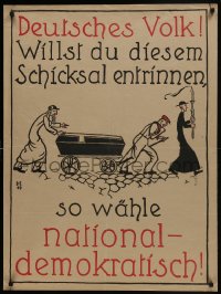 6c307 DEUTSCHES VOLK 27x36 German political campaign 1919 MH art of anti-Semitic funeral procession