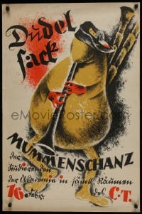 6c312 DUDELSACK MUMMENSCHANZ 24x36 German special poster 1930s art of bagpipe playing itself!