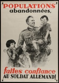 6c014 POPULATIONS ABANDONNEES 34x48 French war poster 1940 Matejko art of friendly Nazi & kids!