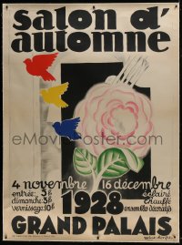 6c096 SALON D'AUTOMNE linen 46x63 French museum/art exhibition 1928 colorful Robert Bonfils art!