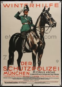 6c068 WINTERHILFE DER SCHUTZPOLIZEI MUNCHEN linen 34x47 German special poster 1935 Hohlwein art!