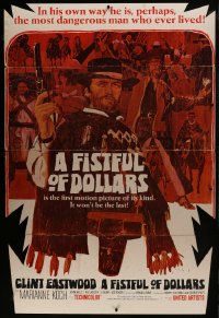 6c113 FISTFUL OF DOLLARS standee 1967 introducing the man with no name, Clint Eastwood, very rare!