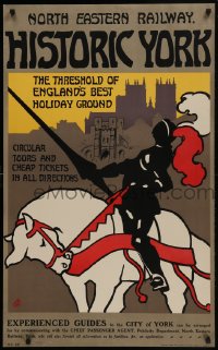 6c256 NORTH EASTERN RAILWAY HISTORIC YORK 25x40 English travel poster 1910 J.C. art of knight!