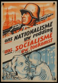 6c277 ONS NATIONALISME UW REDDING ONS SOCIALISME UW TOEKOMST 22x31 Dutch WWII war poster 1944 rare!