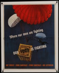 6c122 WHERE OUR MEN ARE FIGHTING OUR FOOD IS FIGHTING 22x28 WWII war poster 1943 buy wisely!