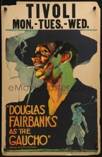 6c170 GAUCHO WC 1927 incredible colorful close up art of suave smoking outlaw Douglas Fairbanks!