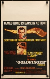6c173 GOLDFINGER WC 1964 two great images of Sean Connery as James Bond 007 & golden Eaton, rare!