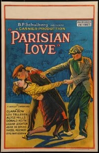 6c185 PARISIAN LOVE WC 1925 great art of French apache Clara Bow tormenting two men, ultra rare!