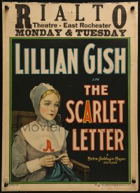 6c190 SCARLET LETTER WC 1926 different art of Lillian Gish as Hawthorne's Hester Prynne, rare!