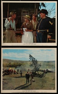 6d179 HOW THE WEST WAS WON 2 color English FOH LCs 1962 John Ford, Baker, Widmark, Peppard!