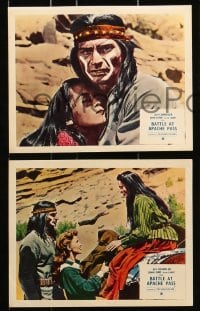6d015 BATTLE AT APACHE PASS 8 color English FOH LCs 1952 John Lund, Jeff Chandler, Geronimo & Cochise!