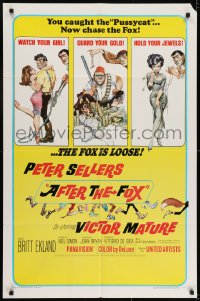 6f029 AFTER THE FOX 1sh 1966 De Sica's Caccia alla Volpe, Peter Sellers, Frank Frazetta art!