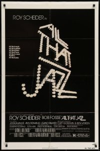 6f037 ALL THAT JAZZ 1sh 1979 Roy Scheider, Jessica Lange, Bob Fosse musical, title in lights!