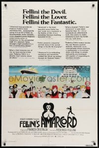 6f042 AMARCORD 1sh 1974 Federico Fellini classic comedy, different art by Giuliano Geleng!