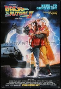 6f066 BACK TO THE FUTURE II advance DS 1sh 1989 art of Michael J. Fox & Christopher Lloyd by Drew Struzan!