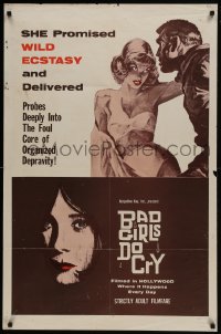 6f069 BAD GIRLS DO CRY 1sh 1965 wild ecstasy, sexy art of barely clothed woman!