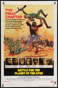 6f079 BATTLE FOR THE PLANET OF THE APES 1sh 1973 great sci-fi artwork of war between apes & humans!