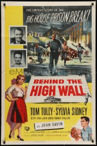 6f091 BEHIND THE HIGH WALL 1sh 1956 Tom Tully, Sylvia Sidney, big house prison break!