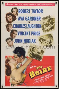 6f129 BRIBE 1sh 1949 Robert Taylor, sexy young Ava Gardner, Charles Laughton, Vincent Price