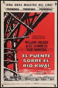 6f132 BRIDGE ON THE RIVER KWAI Spanish/US style A 1sh 1958 William Holden, Guinness, David Lean!