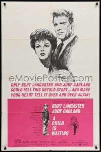 6f163 CHILD IS WAITING 1sh 1963 Howard Terpning art of Burt Lancaster & Judy Garland, Cassavetes!