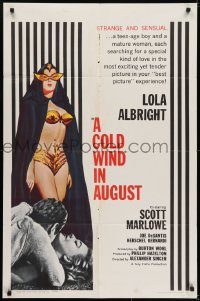 6f174 COLD WIND IN AUGUST 1sh 1961 Scott Marlowe, sexy half-dressed masked Lola Albright!