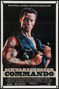6f179 COMMANDO 1sh 1985 Arnold Schwarzenegger is going to make someone pay!