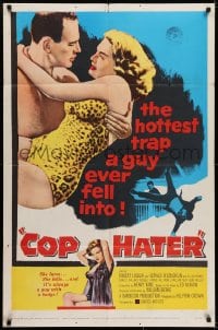 6f186 COP HATER 1sh 1958 Ed McBain gritty film noir, the hottest trap a guy ever fell into!