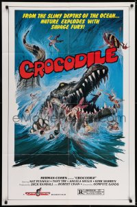 6f197 CROCODILE 1sh 1981 Chorake, wild art of giant croc eating naked girl!