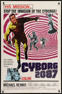 6f206 CYBORG 2087 1sh 1966 Michael Rennie must stop the invasion of the cyborgs, cool sci-fi art!