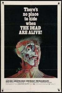 6f218 DEAD ARE ALIVE 1sh 1972 wild zombie horror image, there's no place to hide!