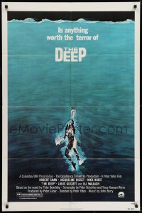 6f227 DEEP 1sh 1977 great art of sexy swimming scuba diver Jacqueline Bisset!