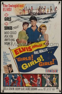 6f329 GIRLS GIRLS GIRLS 1sh 1962 Elvis Presley, Stella Stevens & boat full of sexy girls!