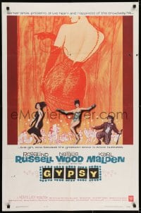6f354 GYPSY 1sh 1962 wonderful artwork of Rosalind Russell & sexiest Natalie Wood!