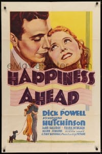 6f361 HAPPINESS AHEAD 1sh 1934 young Dick Powell loves Josephine Hutchinson in New York City!