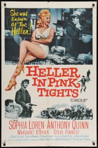 6f377 HELLER IN PINK TIGHTS 1sh 1960 sexy blonde Sophia Loren, great gambling image!