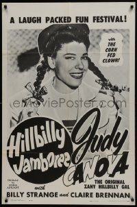 6f385 HILLBILLY JAMBOREE 1sh 1960 original zany hillbilly gal Judy Canova w/the Corn Fed Clown!