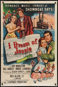 6f417 I DREAM OF JEANIE 1sh 1952 romance, music & comedy of showboat days, blackface minstrels!