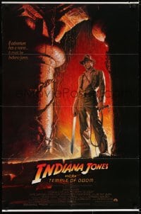 6f427 INDIANA JONES & THE TEMPLE OF DOOM 1sh 1984 of Harrison Ford by Bruce Wolfe, white borders!