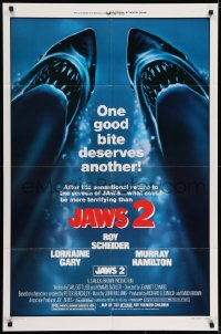 6f438 JAWS 2 1sh R1980 Roy Scheider, one good bite deserves another, what could be more terrifying!