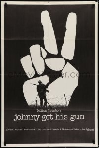 6f443 JOHNNY GOT HIS GUN teaser 1sh 1971 from Dalton Trumbo novel, great peace sign & soldier image!