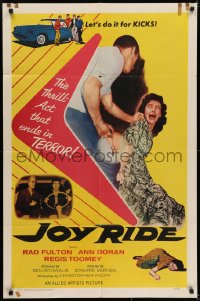 6f446 JOY RIDE 1sh 1958 the thrill act that ends in terror, bad teens & fast cars!