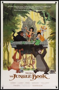 6f449 JUNGLE BOOK 1sh R1984 Walt Disney cartoon classic, great image of Mowgli & friends!