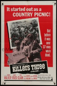 6f456 KILLERS THREE 1sh 1968 Robert Walker, Diane Varsi, AIP, country picnic gone bad!