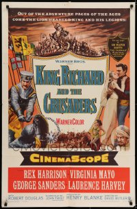 6f459 KING RICHARD & THE CRUSADERS 1sh 1954 Rex Harrison, Virginia Mayo, George Sanders, Holy War!